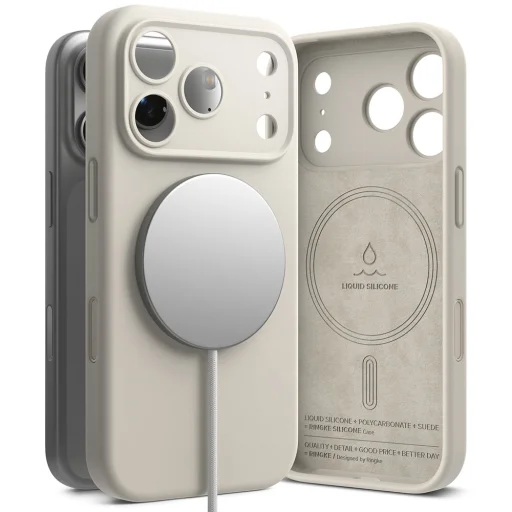 Silikónové puzdro Ringke MagSafe pre iPhone 18 Pro v kamennej farbe - 1