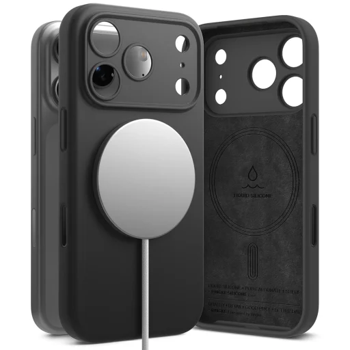 Čierne silikónové puzdro Ringke MagSafe pre iPhone 18 Pro - 1