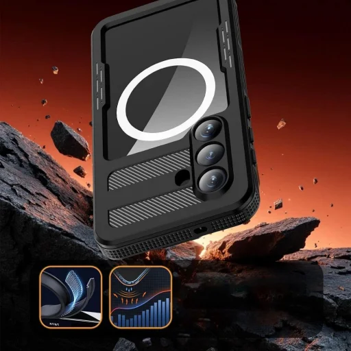 Samsung S26 PLUS čierne SHELLBOX MARS vodotesné puzdro s kovovým krúžkom - 2