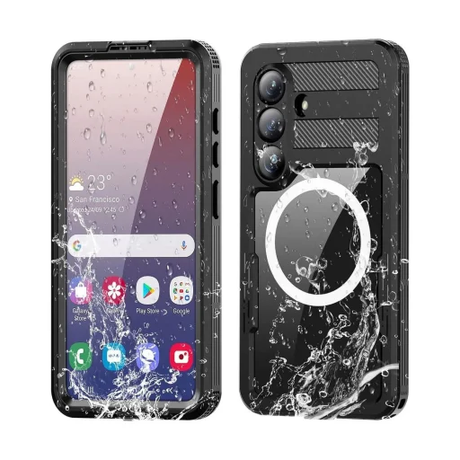 Samsung S26 PLUS čierne SHELLBOX MARS vodotesné puzdro s kovovým krúžkom - 1