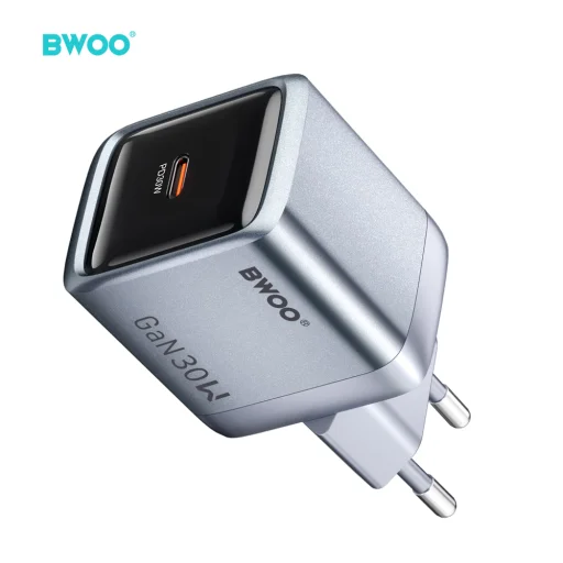 BWOO BO-CDA236 GaN sieťová nabíjačka, USB-C, PD 30 W, PPS, sivá - 2