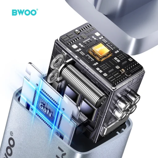 BWOO BO-CDA236 GaN sieťová nabíjačka, USB-C, PD 30 W, PPS, sivá - 3