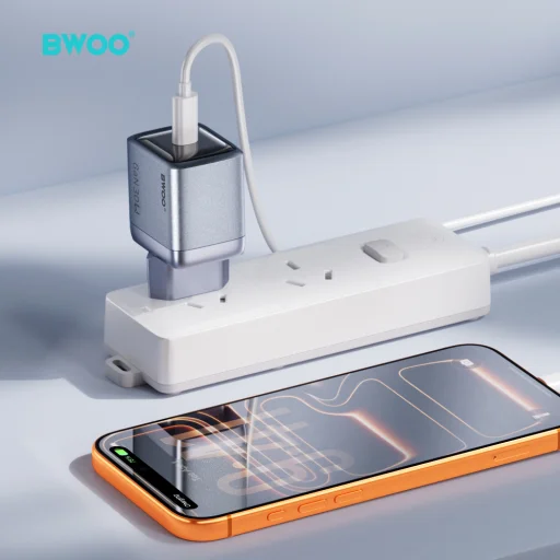 BWOO BO-CDA236 GaN sieťová nabíjačka, USB-C, PD 30 W, PPS, sivá - 4
