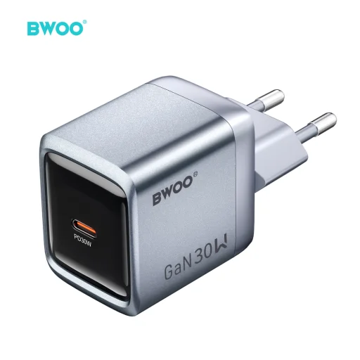 BWOO BO-CDA236 GaN sieťová nabíjačka, USB-C, PD 30 W, PPS, sivá - 1