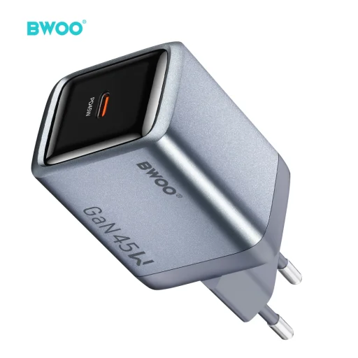 BWOO BO-CDA238 45W GaN USB-C sieťová nabíjačka s podporou PD a PPS, sivá - 2