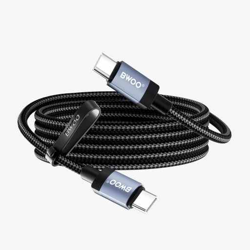 BWOO BO-X401CC pletený kábel USB-C na USB-C, 1 m, 65 W, čierny - 2