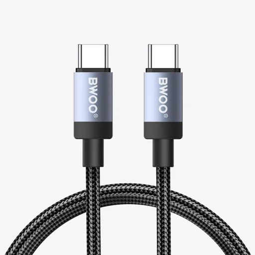 BWOO BO-X401CC pletený kábel USB-C na USB-C, 1 m, 65 W, čierny - 1