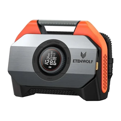 Etenwolf S6 (Vortex S6) akkumulátoros autós kompresszor, 11,03 bar, 19 200 mAh, narancssárga - 1