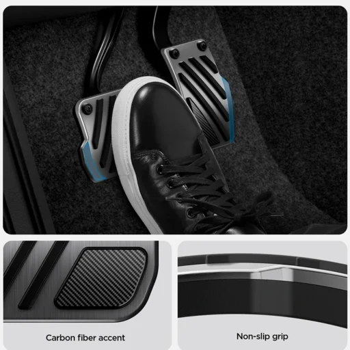 Spigen Performance Line Design TO200P ezüst, domború, csúszásmentes pedálborítások Tesla 3, Y (Juniper) és Y L modellekhez - 4