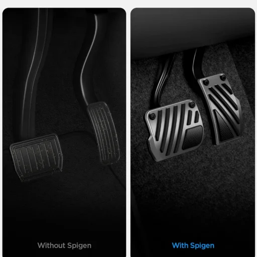 Spigen Performance Line Design TO200P ezüst, domború, csúszásmentes pedálborítások Tesla 3, Y (Juniper) és Y L modellekhez - 5