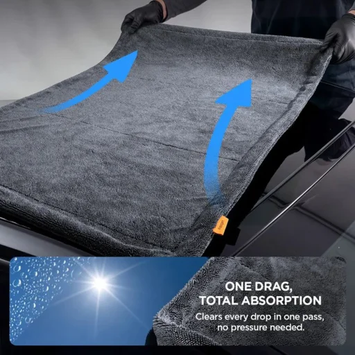 Spigen CC100 mikrovláknová utierka na sušenie auta, čierna (S1+L1) (ACP11389) - 7