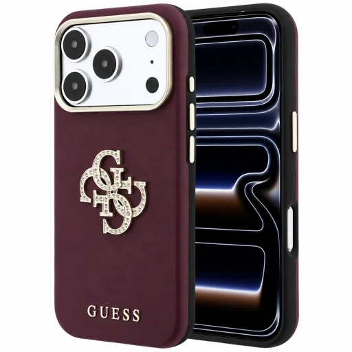  iPhone 18 Pro és iPhone 17 Pro készülékhez való bordó Guess Smooth Big Strass Logo tok (GUHCP18L6PWGSPDU) - 1