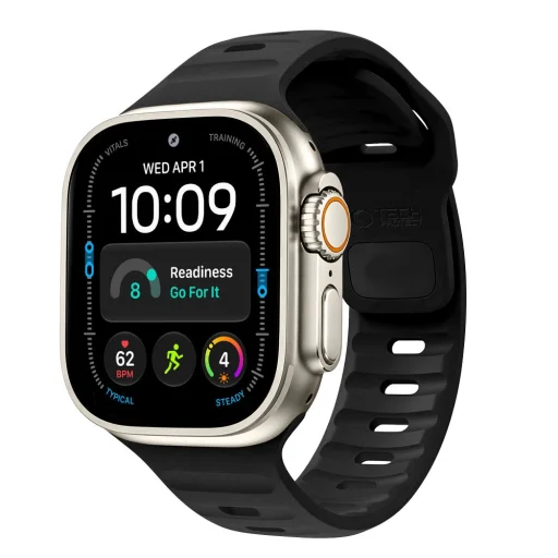 Apple Watch 8/9/10/11/12/SE/Ultra 44/45/46/49 mm čierny remienok Tech-Protect Silicone Line - 1