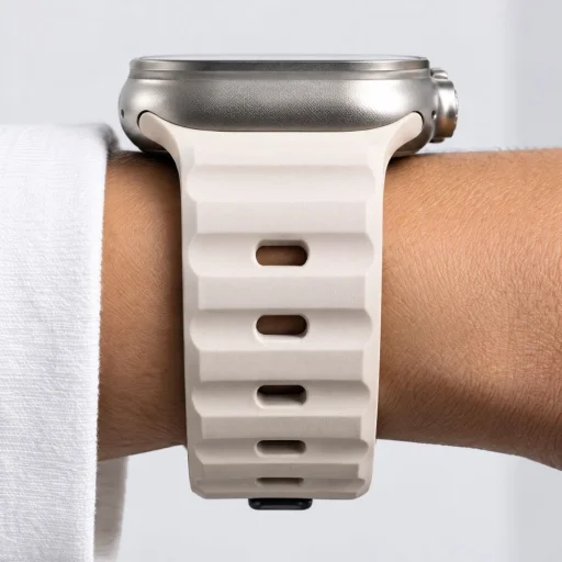 Apple Watch 8/9/10/11/12/SE/Ultra 44/45/46/49 mm béžový remienok Tech-Protect Silicone Line TPU - 7