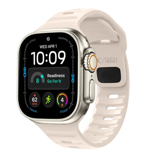 Apple Watch 8/9/10/11/12/SE/Ultra 44/45/46/49 mm béžový remienok Tech-Protect Silicone Line TPU - 1