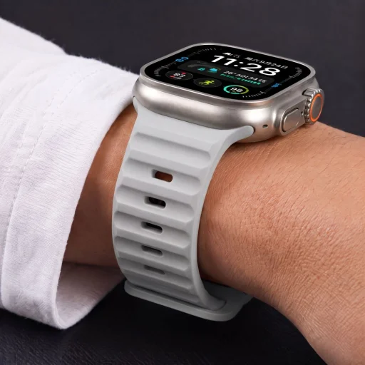 Apple Watch 8/9/10/11/12/SE/Ultra 44/45/46/49 mm mesačne sivý Tech-Protect Silicone Line remienok - 8