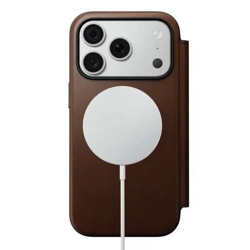  iPhone 18 Pro/17 Pro Nomad Modern Leather Folio barna bőr pénztárcatok - 4