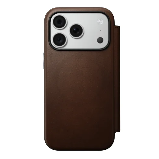  iPhone 18 Pro/17 Pro Nomad Modern Leather Folio barna bőr pénztárcatok - 5