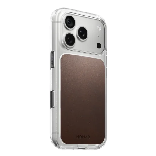 iPhone 18 Pro/17 Pro Nomad priesvitné kožené puzdro s kožou Horween, rustikálna hnedá - 2
