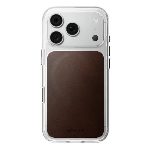 iPhone 18 Pro/17 Pro Nomad priesvitné kožené puzdro s kožou Horween, rustikálna hnedá - 4