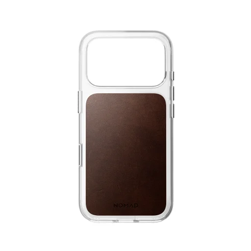 iPhone 18 Pro/17 Pro Nomad priesvitné kožené puzdro s kožou Horween, rustikálna hnedá - 7
