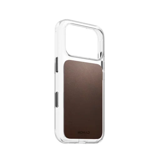 iPhone 18 Pro/17 Pro Nomad priesvitné kožené puzdro s kožou Horween, rustikálna hnedá - 9