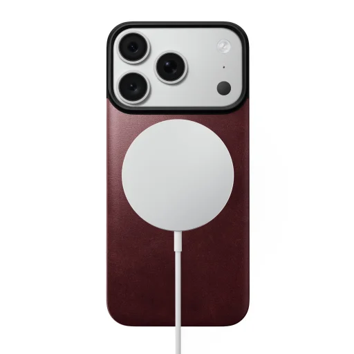 Bordový magnetický kožený zadný kryt Nomad Horween pre iPhone 18 Pro/17 Pro - 3
