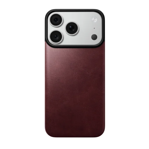 Bordový magnetický kožený zadný kryt Nomad Horween pre iPhone 18 Pro/17 Pro - 1