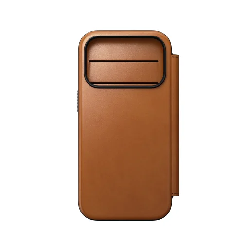  iPhone 18 Pro/17 Pro Nomad Modern Leather Folio Horween bőr könyvtok, nyeregbarna - 7