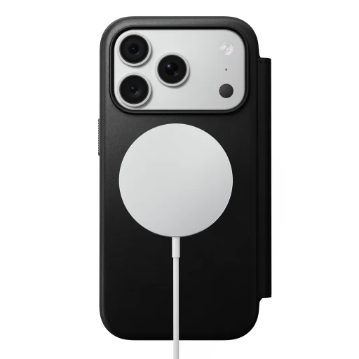 iPhone 18 Pro/17 Pro Nomad Modern Leather Folio čierne kožené peňaženkové puzdro - 3