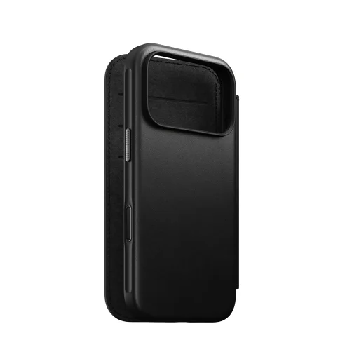 iPhone 18 Pro/17 Pro Nomad Modern Leather Folio čierne kožené peňaženkové puzdro - 8