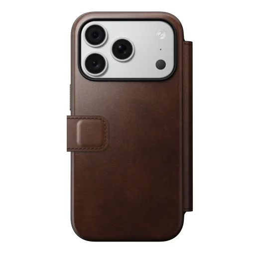  iPhone 18 Pro és iPhone 17 Pro Nomad Modern Leather Folio Horween bőr pénztárcatok, rusztikus barna - 2