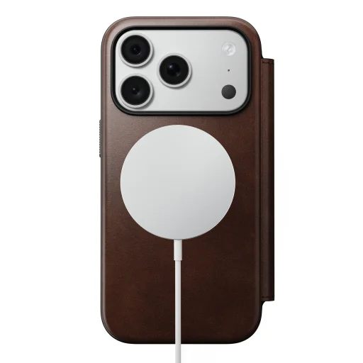 iPhone 18 Pro és iPhone 17 Pro Nomad Modern Leather Folio Horween bőr pénztárcatok, rusztikus barna - 4