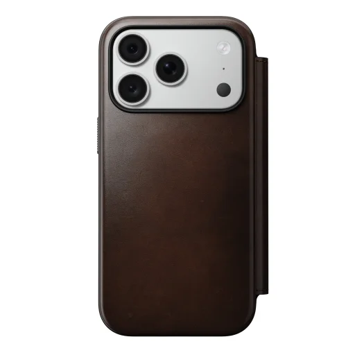  iPhone 18 Pro és iPhone 17 Pro Nomad Modern Leather Folio Horween bőr pénztárcatok, rusztikus barna - 5