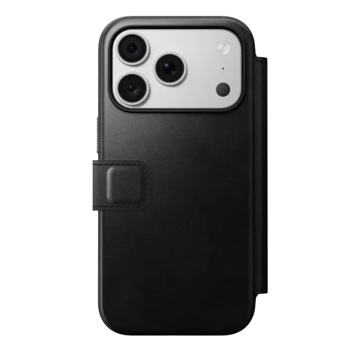 iPhone 18 Pro/17 Pro čierne Nomad Modern Leather Folio Horween kožené puzdro - 2