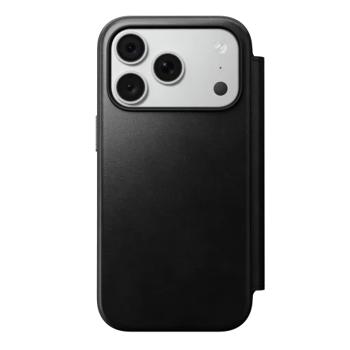 iPhone 18 Pro/17 Pro čierne Nomad Modern Leather Folio Horween kožené puzdro - 1
