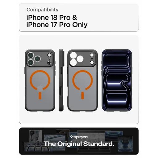 iPhone 18 Pro/17 Pro Spigen Ultra Hybrid MagSafe puzdro, matné čierno-oranžové - 23
