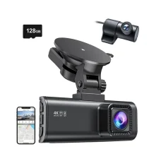 REDTIGER F7NP dvojkanálová autokamera, 4K a 1080p, so 128 GB pamäťovou kartou.