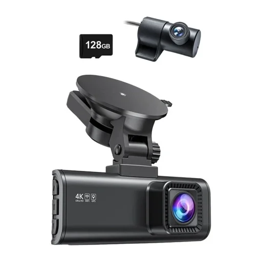 REDTIGER F7NP dvojkanálová autokamera, 4K a 1080p, so 128 GB pamäťovou kartou. - 2