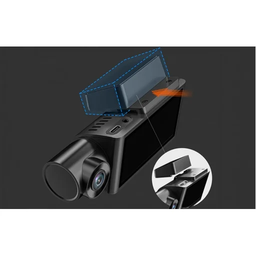 WOLFBOX i07 háromkamerás fedélzeti kamera, 2,5K, WiFi, GPS - 7