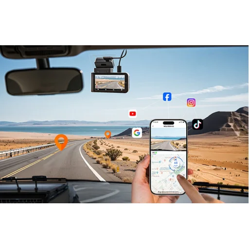WOLFBOX X3 kétkamerás fedélzeti kamera, 2,5K és 1080p, Wi-Fi, 64 GB - 6