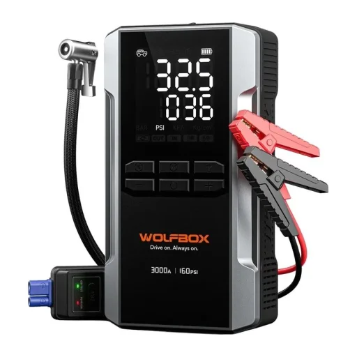 WOLFBOX MegaVolt 16 Air indítóakkumulátor és légkompresszor, 16 000 mAh, 3000 A - 1