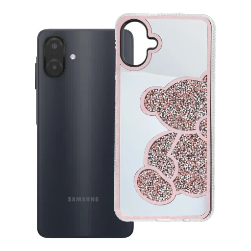 Samsung A07 / A08 Teddy Bear rózsaszín, csillogó mackómintás tok - 12