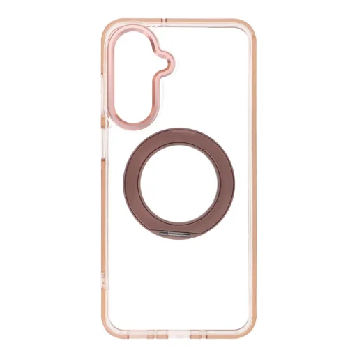 Samsung A17 / A18 Frame Circle Stand priehľadný kryt so zlatými detailmi, kompatibilný s MagSafe - 1