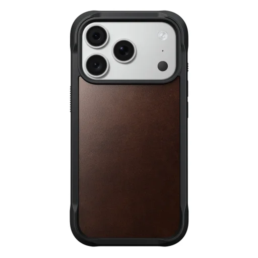 Nomad vystužené kožené puzdro Horween, rustikálna hnedá – iPhone 18 Pro/17 Pro - 1
