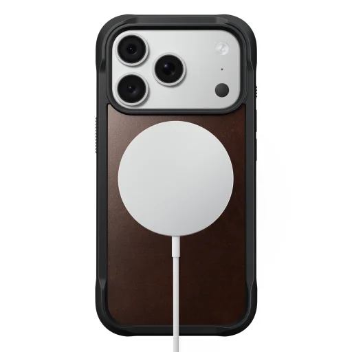 Nomad vystužené kožené puzdro Horween, rustikálna hnedá – iPhone 18 Pro/17 Pro - 3
