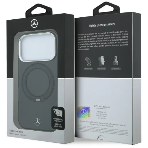 iPhone 18 Pro / iPhone 17 Pro ochranný kryt Mercedes-Benz Ring Stand Iconic Logo MagSafe, čierny - 8