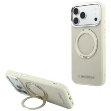 iPhone 18 Pro Max / 17 Pro Max béžový kryt Karl Lagerfeld Ring Stand 360 Saffiano Classic Logo MagSafe