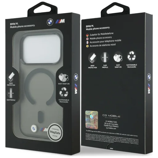  iPhone 18 Pro / 17 Pro matt fekete BMW M IML MagSafe tok fém logóval - 8
