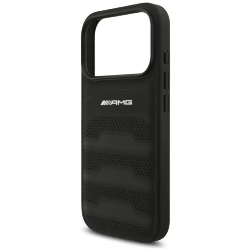 iPhone 18 Pro / 17 Pro čierne kožené puzdro AMG s reliéfnymi líniami - 6